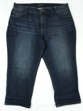 Lee Dark Wash Skinny Stretch Elastic Waist Mid Rise Cropped Jeans 20W